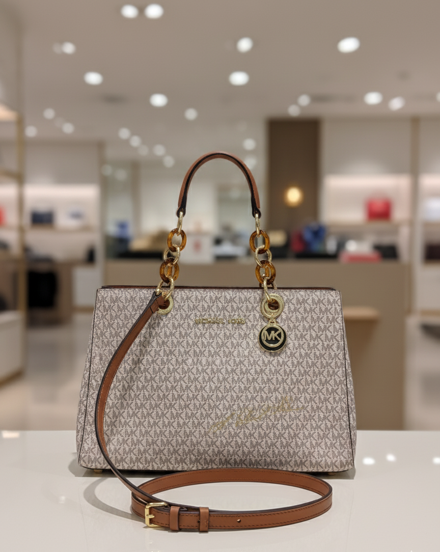 Michael Kors Cynthia Medium Signature Logo Satchel