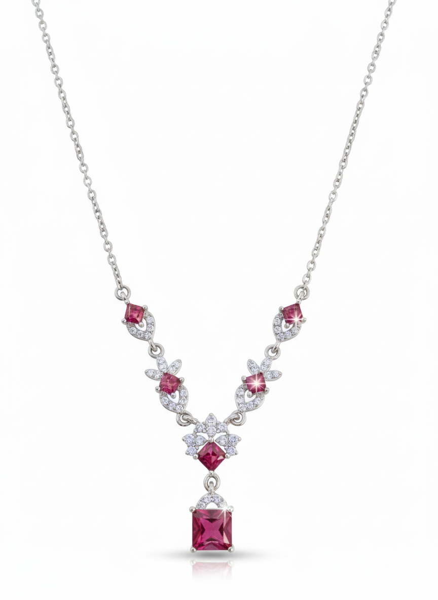 Red Square-Cut Designer (Necklace)