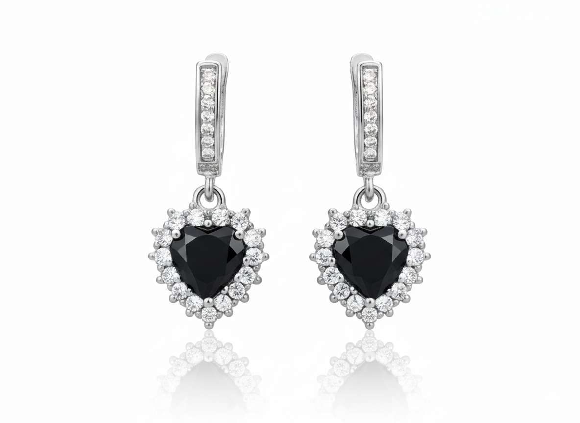 Black Heart Halo Designer (Earrings)