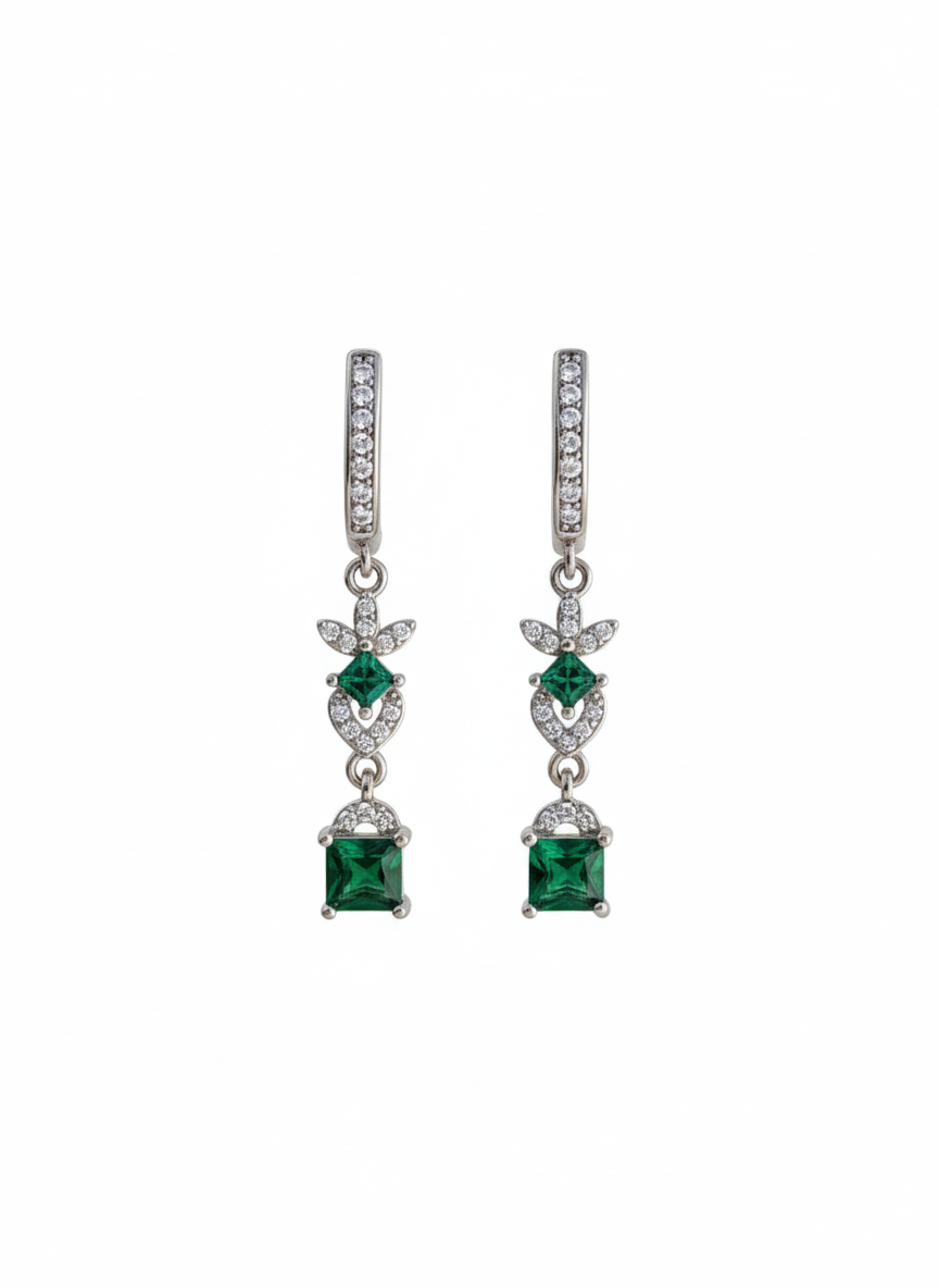Emerald Green Floral Designer (Earrings)