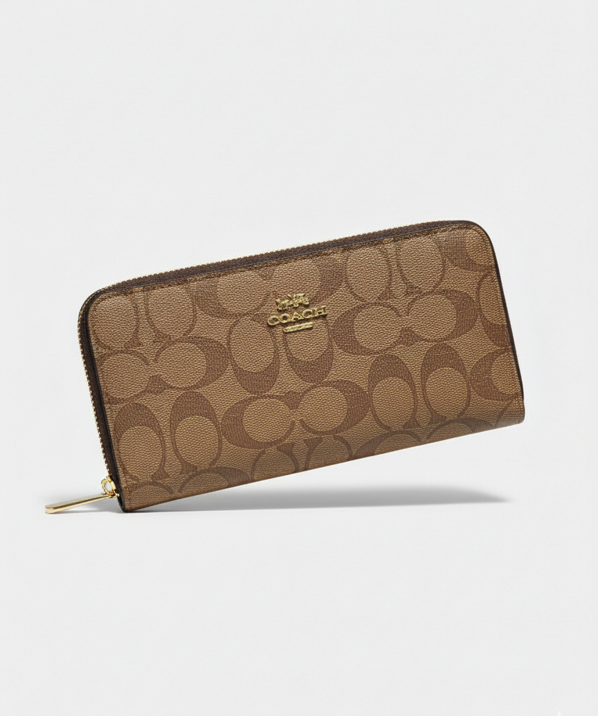 Coach Long Zip Around Wallet in Signature Canvas.
