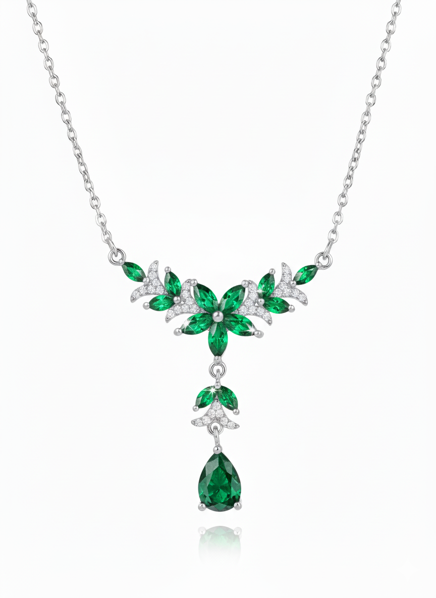 Emerald Green Floral Designer (Necklace)