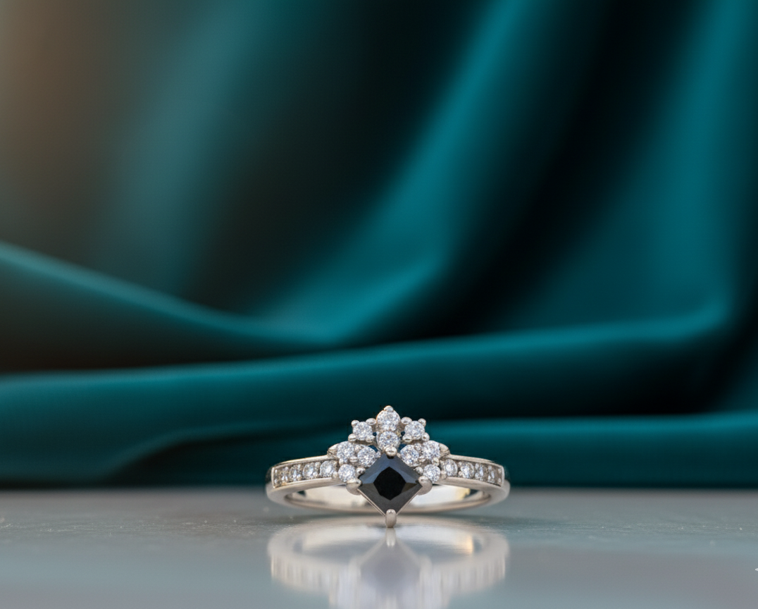 Black Square-Cut Zirconia Set