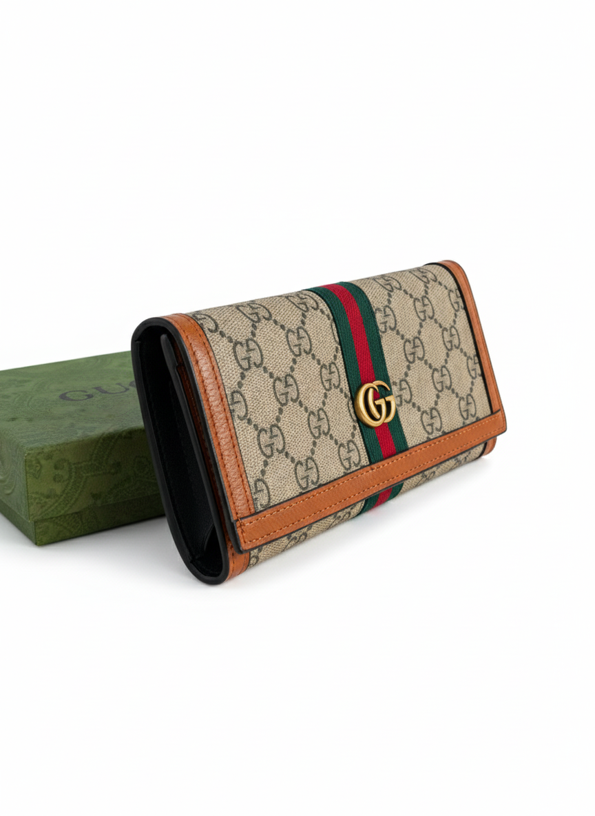 GG Supreme Ophidia French Flap Wallet