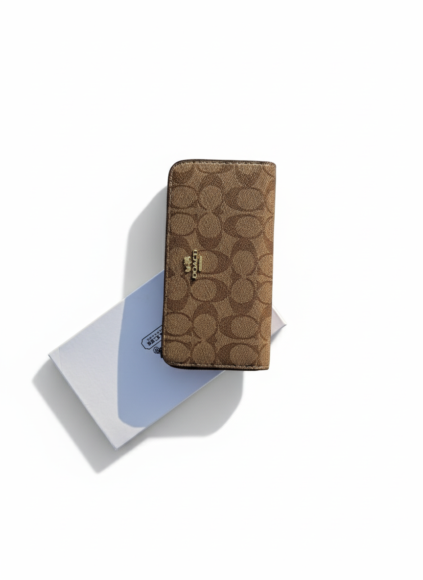 Coach Long Zip Around Wallet in Signature Canvas.