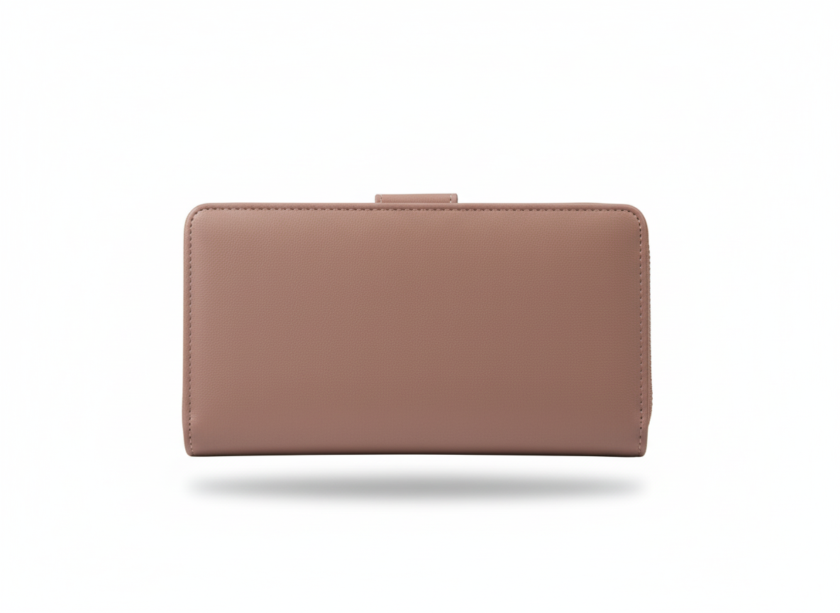 Women’s Embroidered Long Wallet with Shoulder Strap – Waterproof PVC Lining