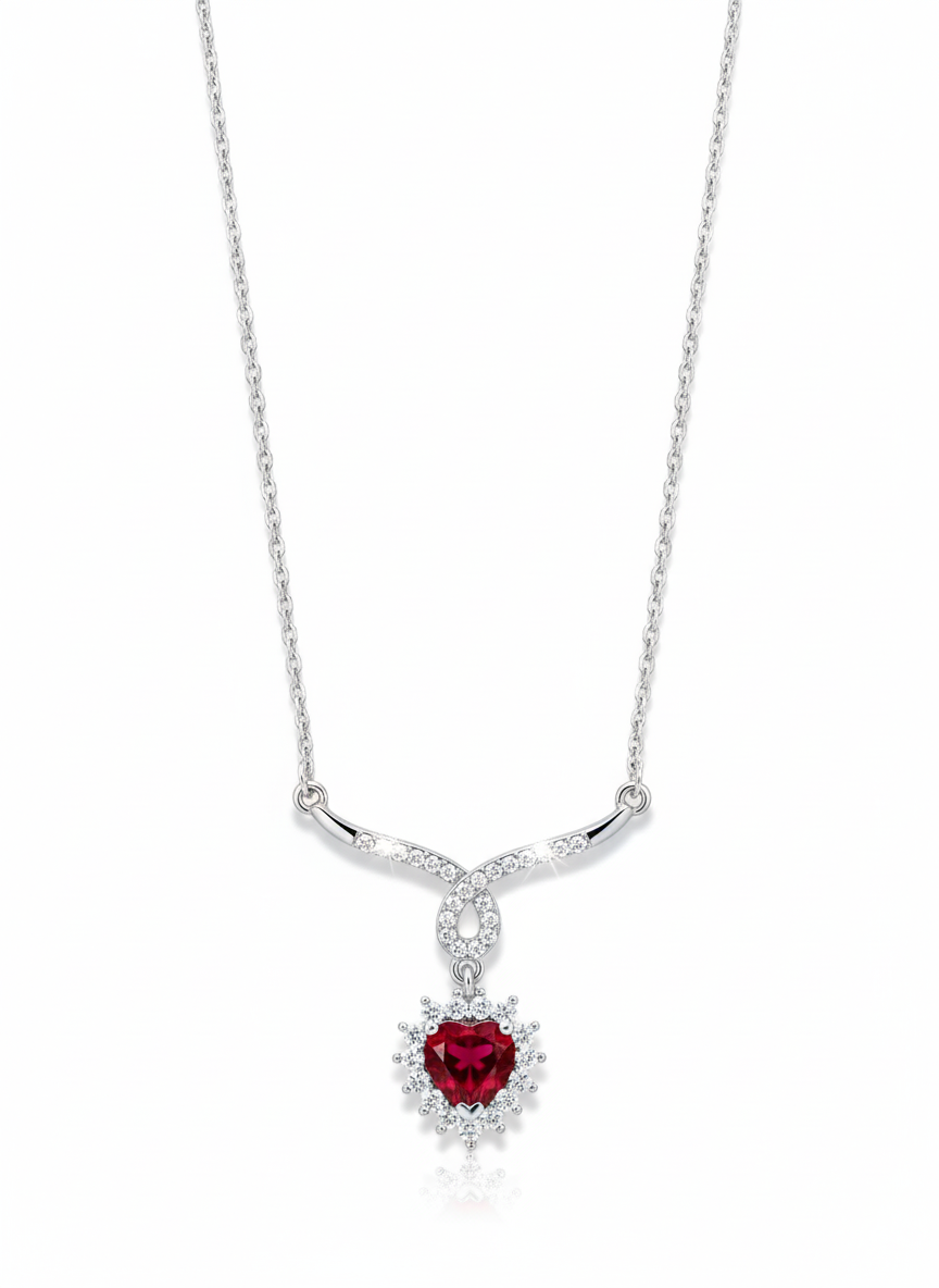 Ruby Red Heart Designer (Necklace)