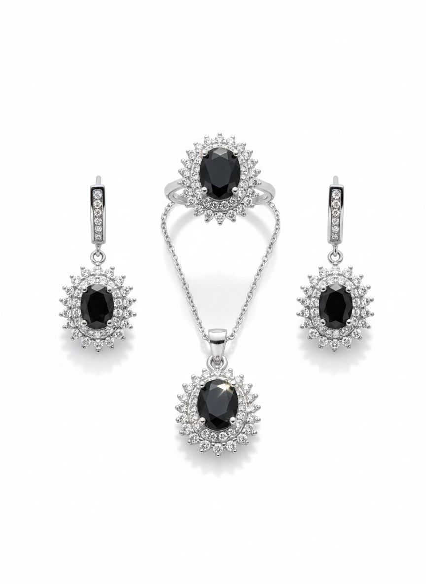 Black Zirconia Sunburst Designer Set
