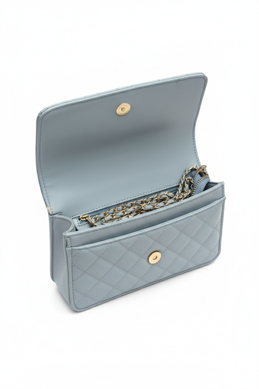 Quilted Leather Chain Wallet/Clutch