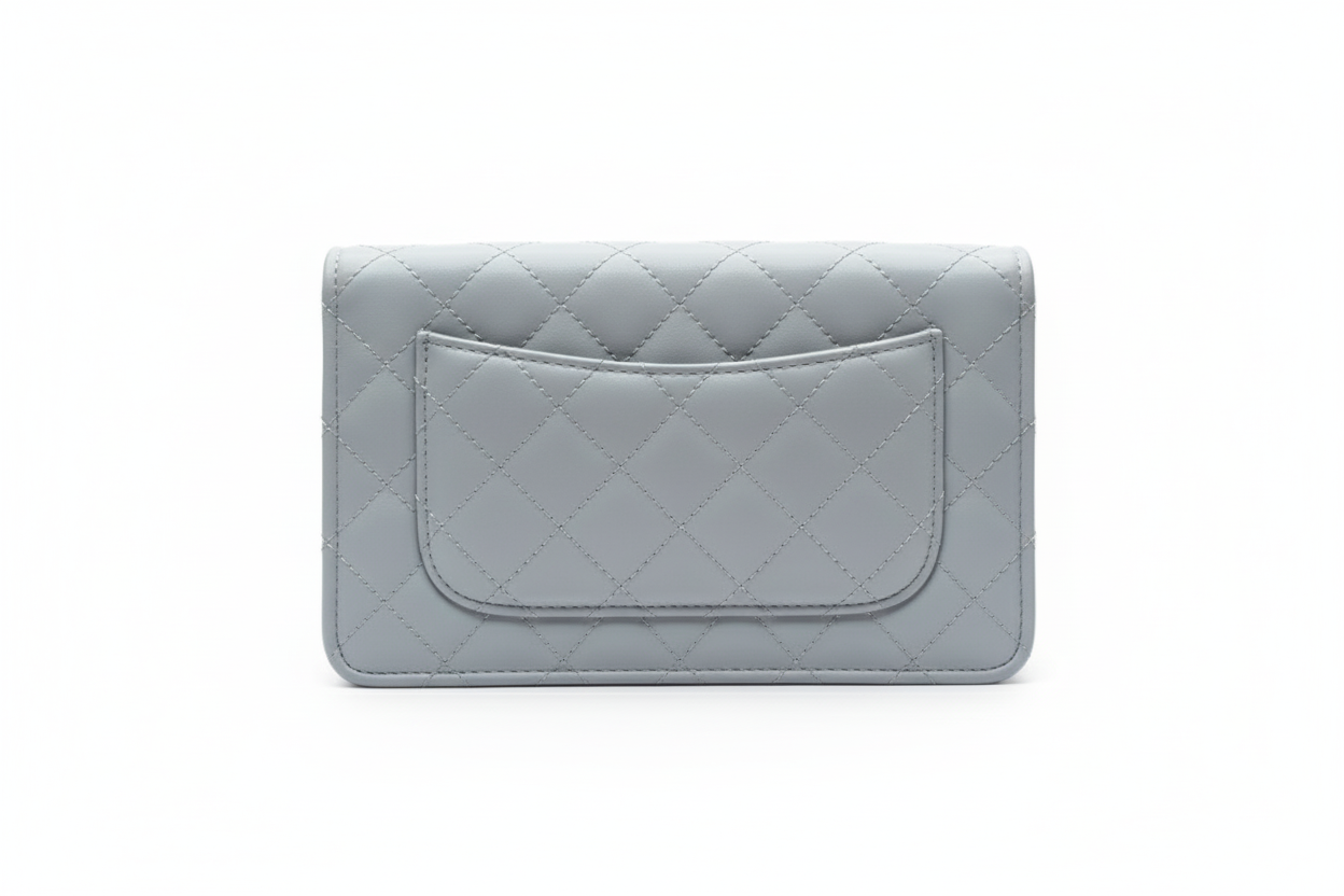 Quilted Leather Chain Wallet/Clutch