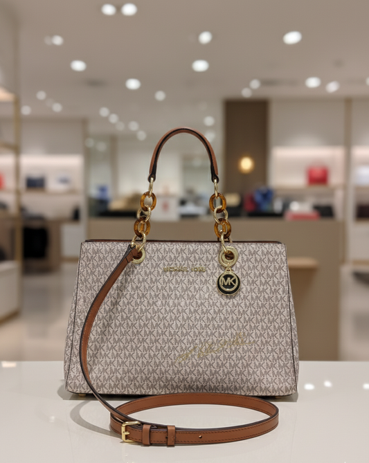 Michael Kors Cynthia Medium Signature Logo Satchel