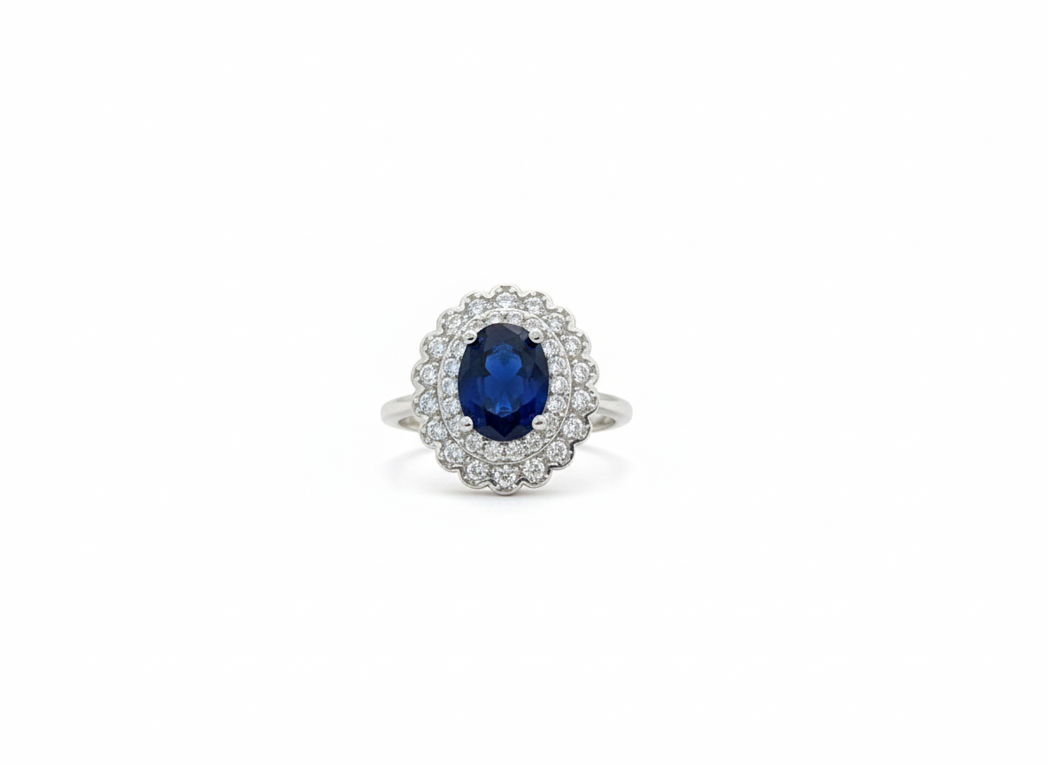 Blue Oval Halo Designer (Ring)