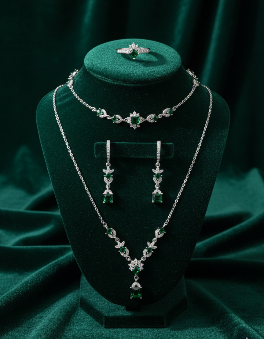 Emerald Green Square-Cut Designer Set