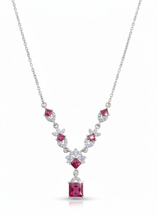 Red Square-Cut Designer (Necklace)