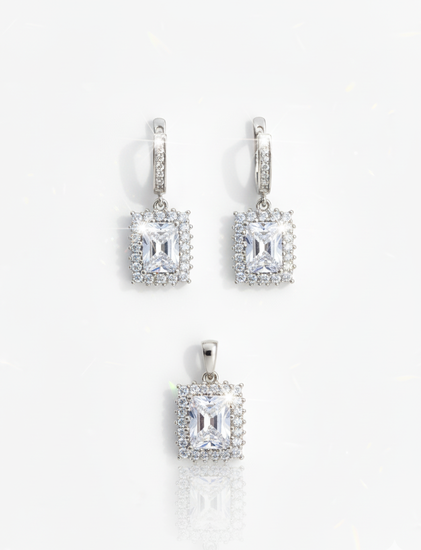 Cushion Cut Halo Drop Jewelry (Earrings)