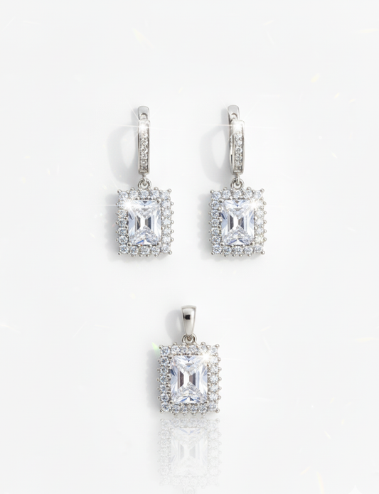 Cushion Cut Halo Drop Jewelry (Earrings)