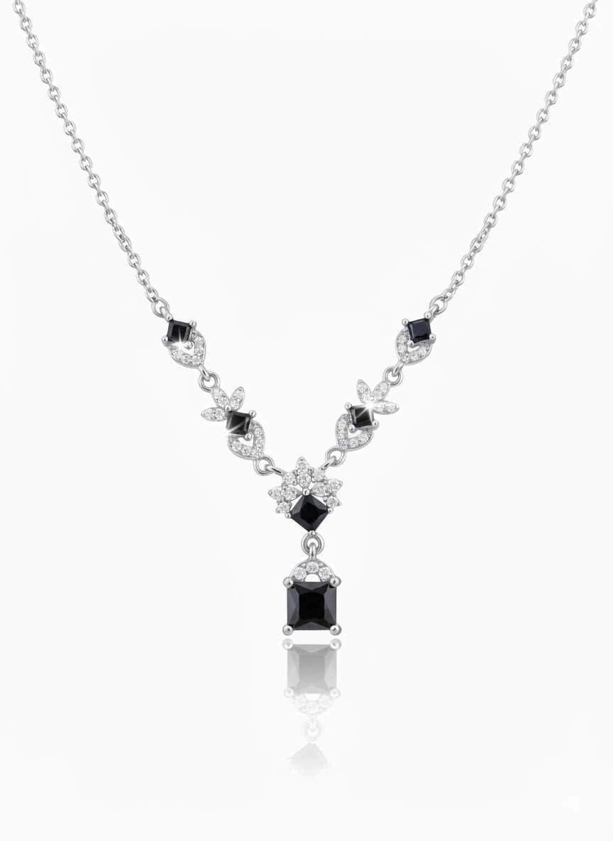 Black Square-Cut Zirconia Set