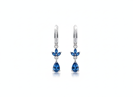 Blue Floral Designer (Earrings)