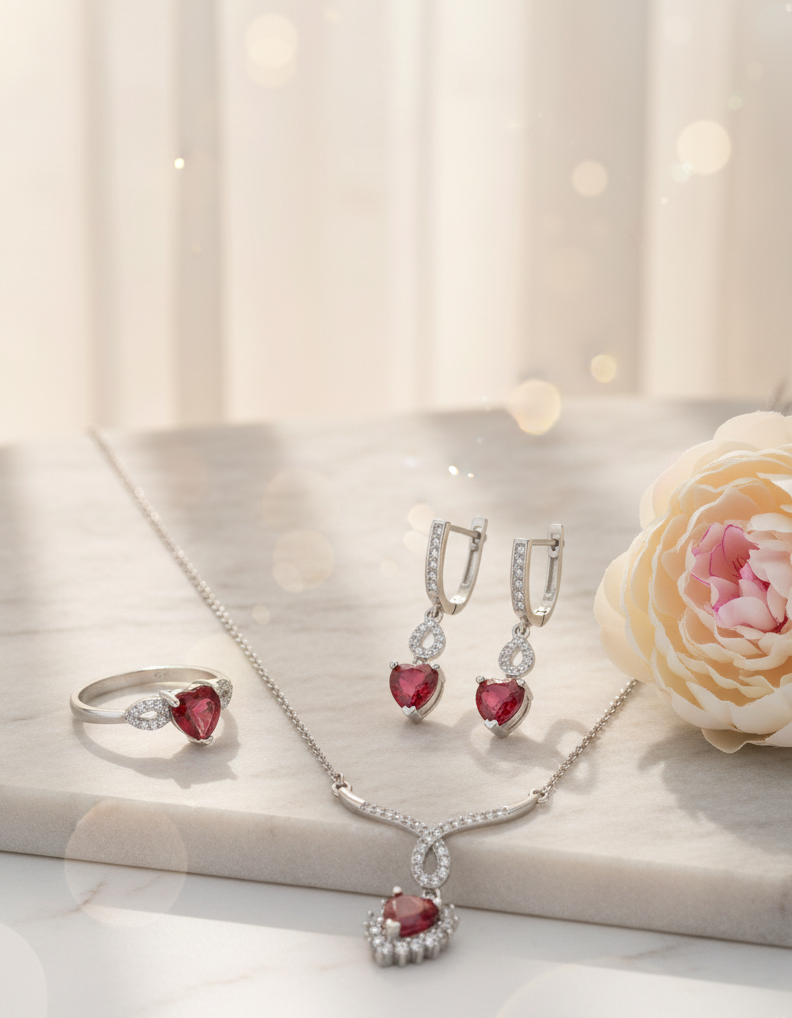 Ruby Red Heart Designer Set