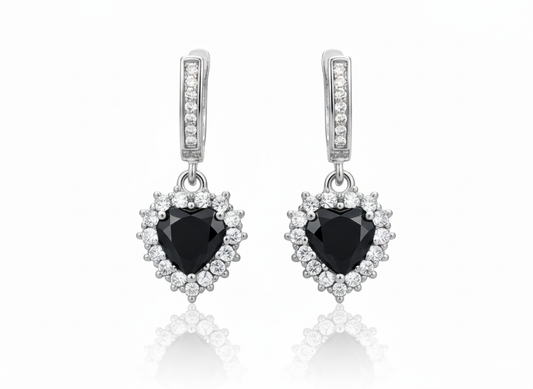 Black Heart Halo Designer (Earrings)