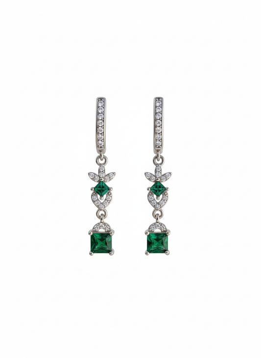 Emerald Green Floral Designer (Earrings)
