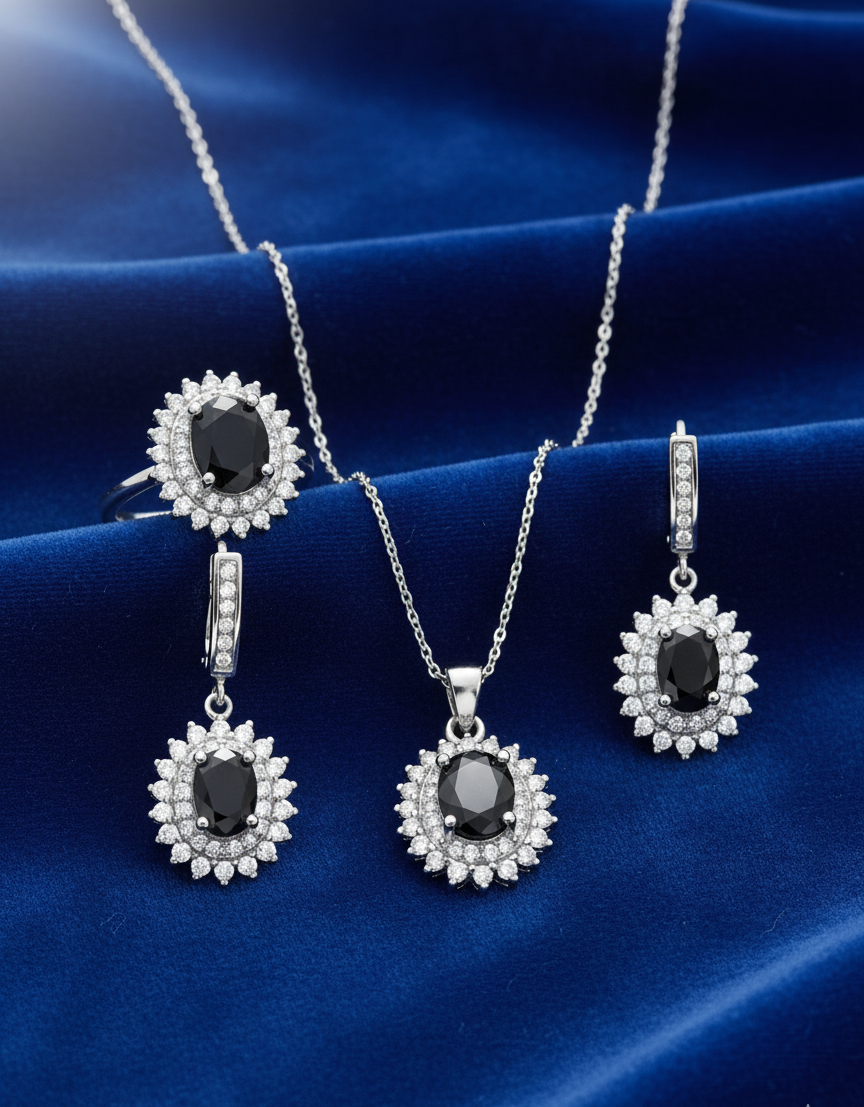 Black Zirconia Sunburst Designer Set