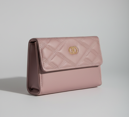 Women’s Embroidered Long Wallet with Shoulder Strap – Waterproof PVC Lining