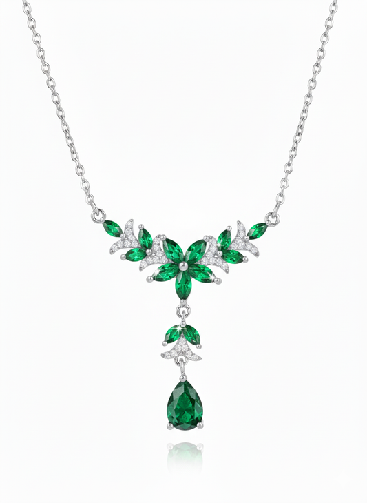 Emerald Green Floral Designer (Necklace)