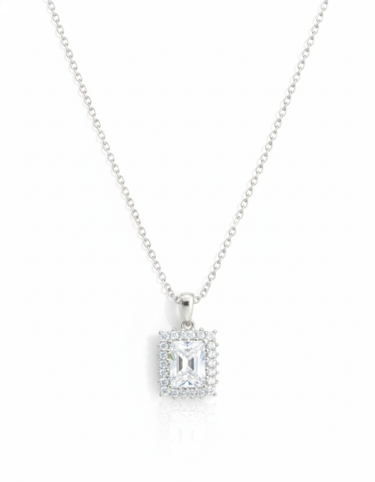 Cushion Cut Halo Drop Jewelry (Necklace)