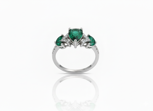 Emerald Green Floral Designer (Ring)