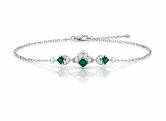 Emerald Green Square-Cut Designer (Bracelet)