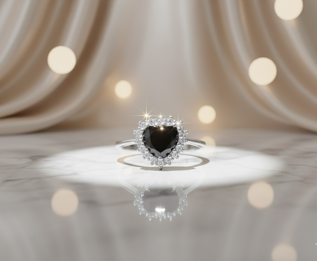 Black Heart Halo Designer (Ring)