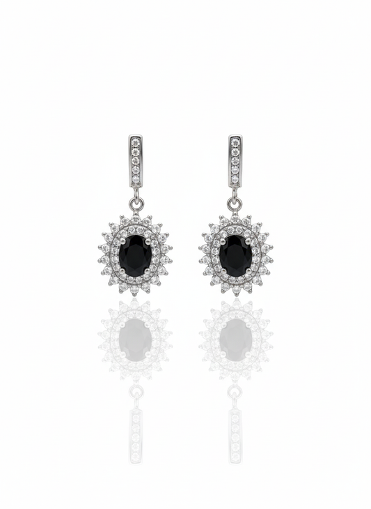 Black Zirconia Sunburst Designer (Earrings)