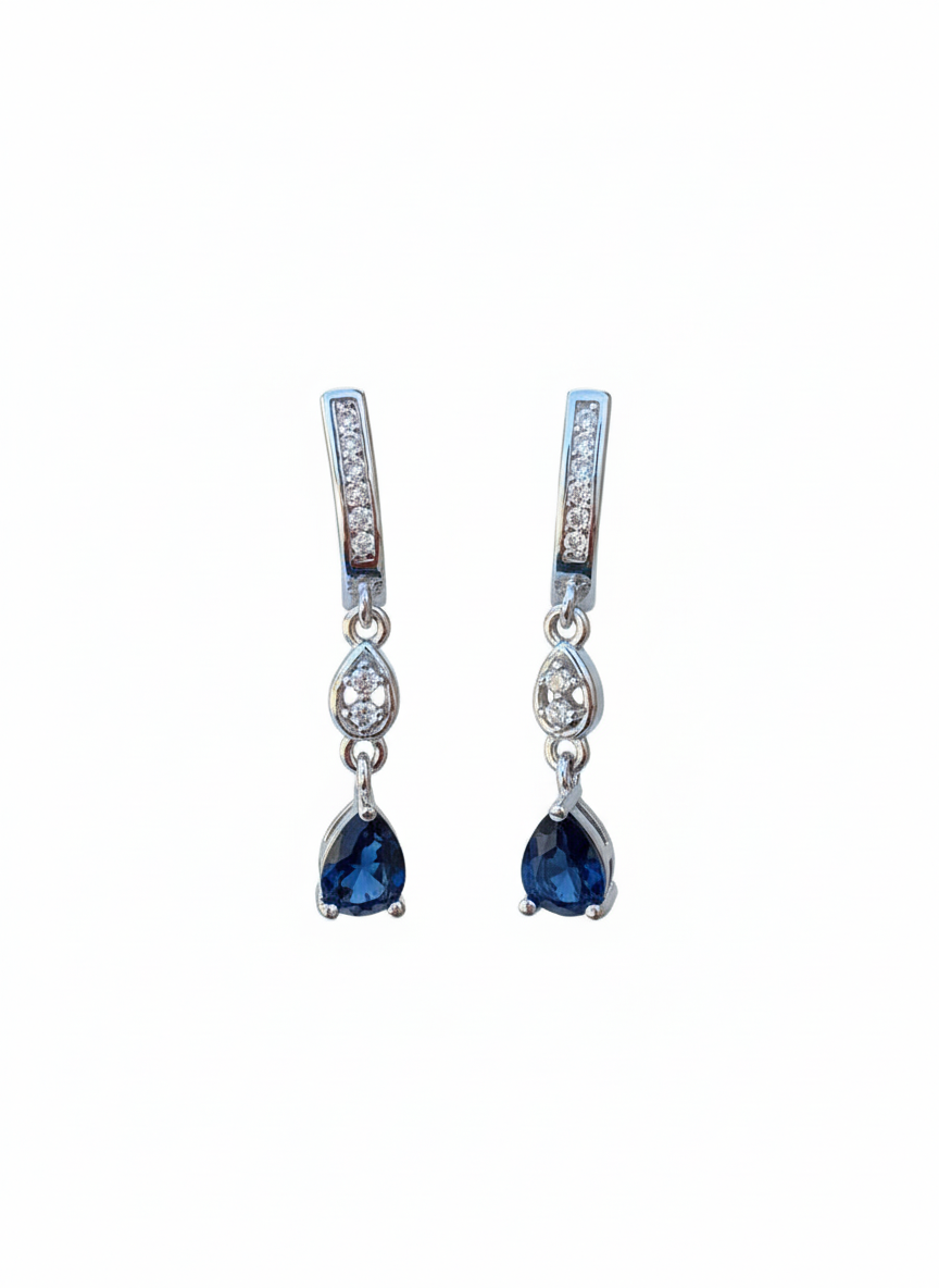 Blue Pear-Cut Designer (Earrings)