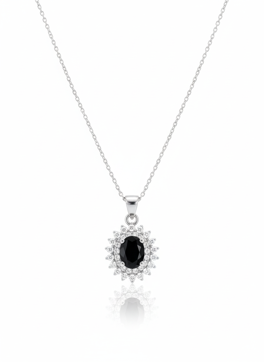 Black Zirconia Sunburst Designer (Necklace)